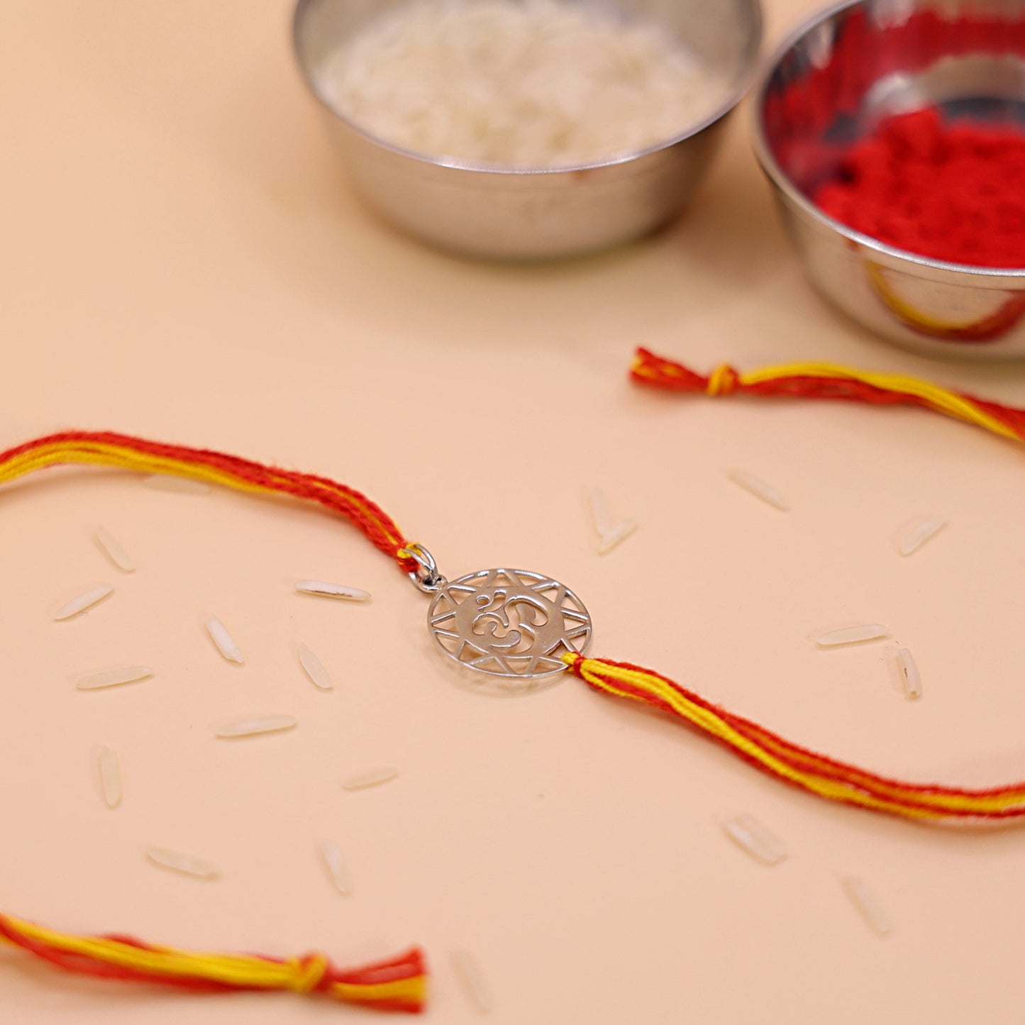 Sacred ॐ Circle Silver Rakhi