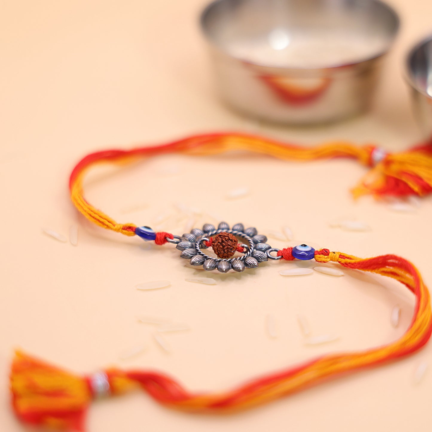 Rudraksha Silver Rakhi