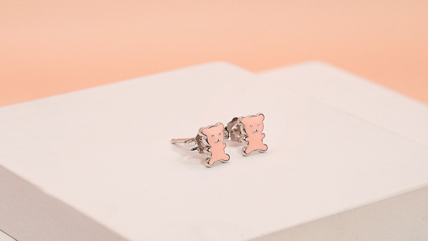 Pink Cuddle Bears Studs