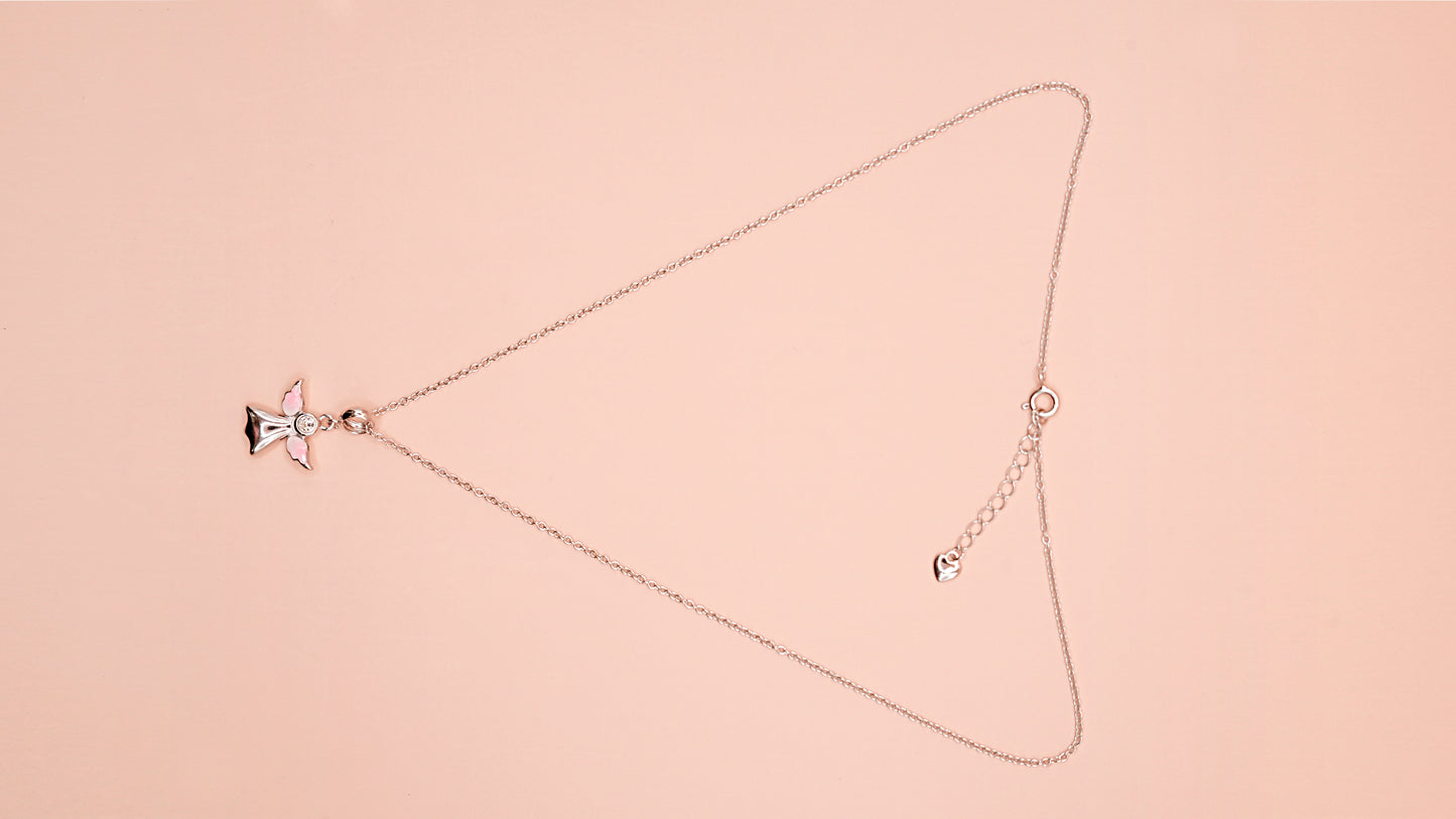 Pink Wings Angel Necklace