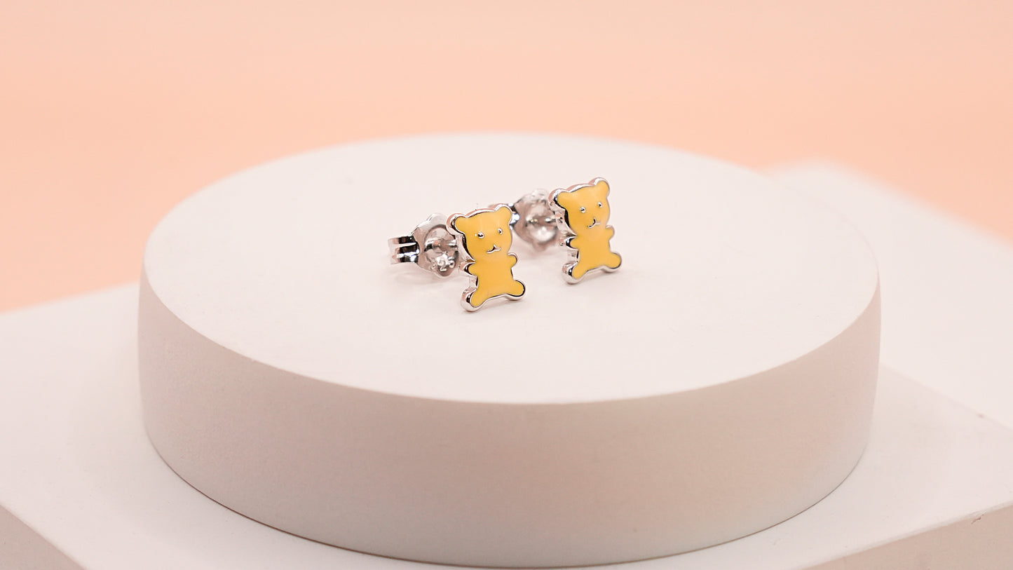 Yellow Enameled Teddy Studs
