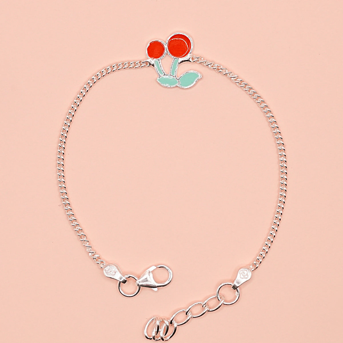 Cherry Silver Chain Bracelet