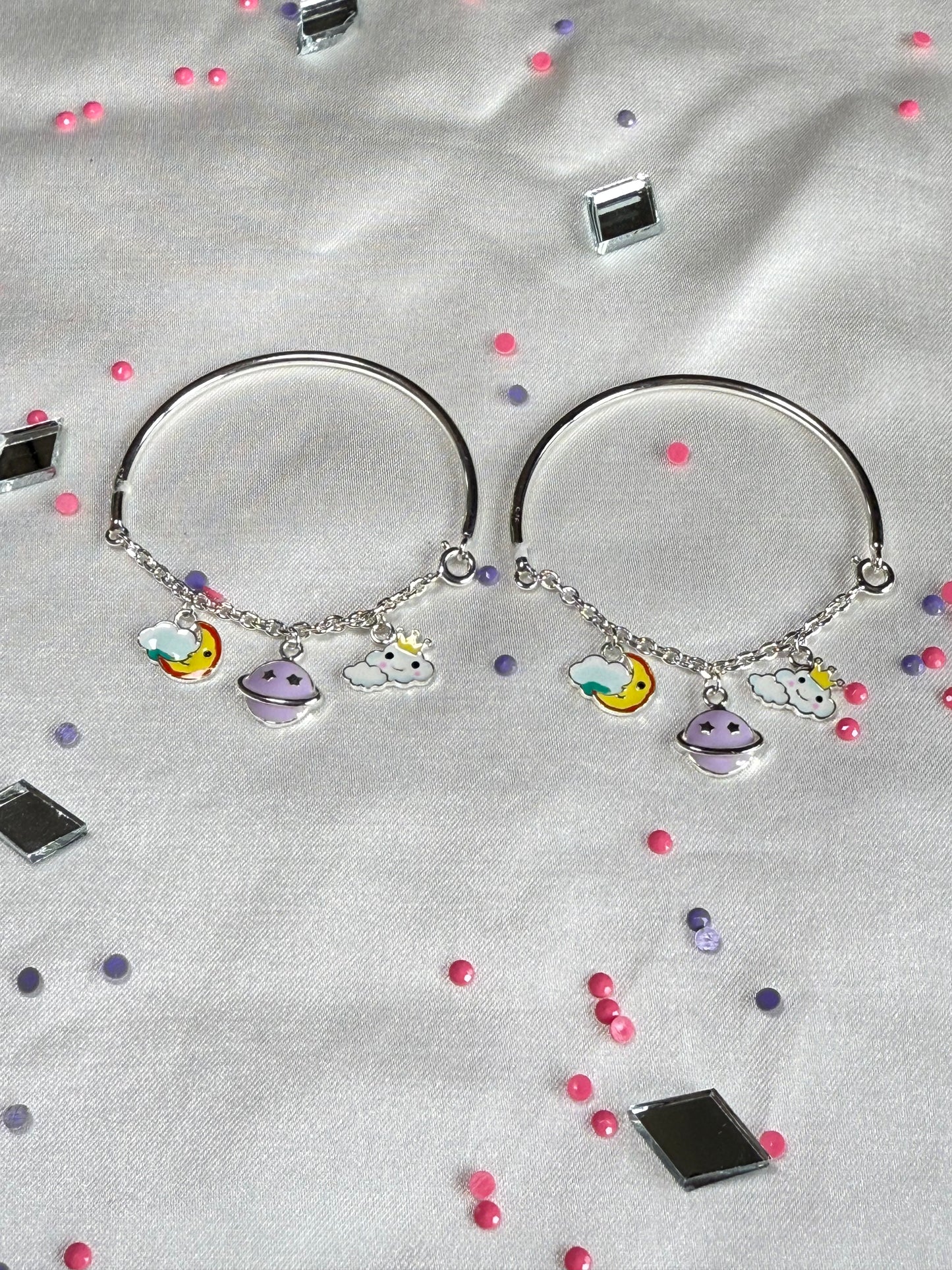 Star moon half kada half chain