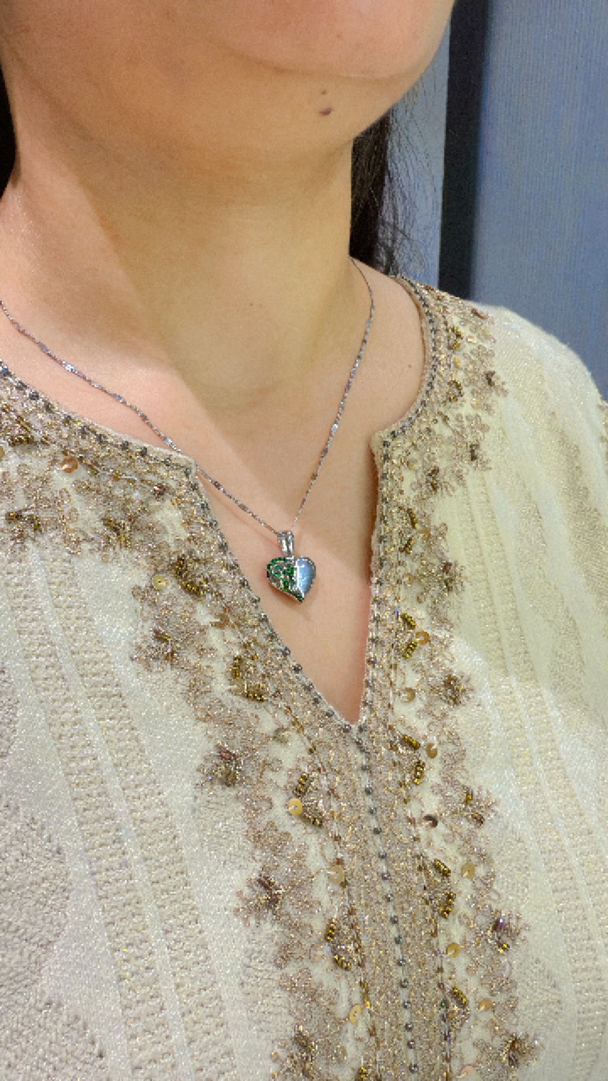 Half & Whole Heart Pendant Chain