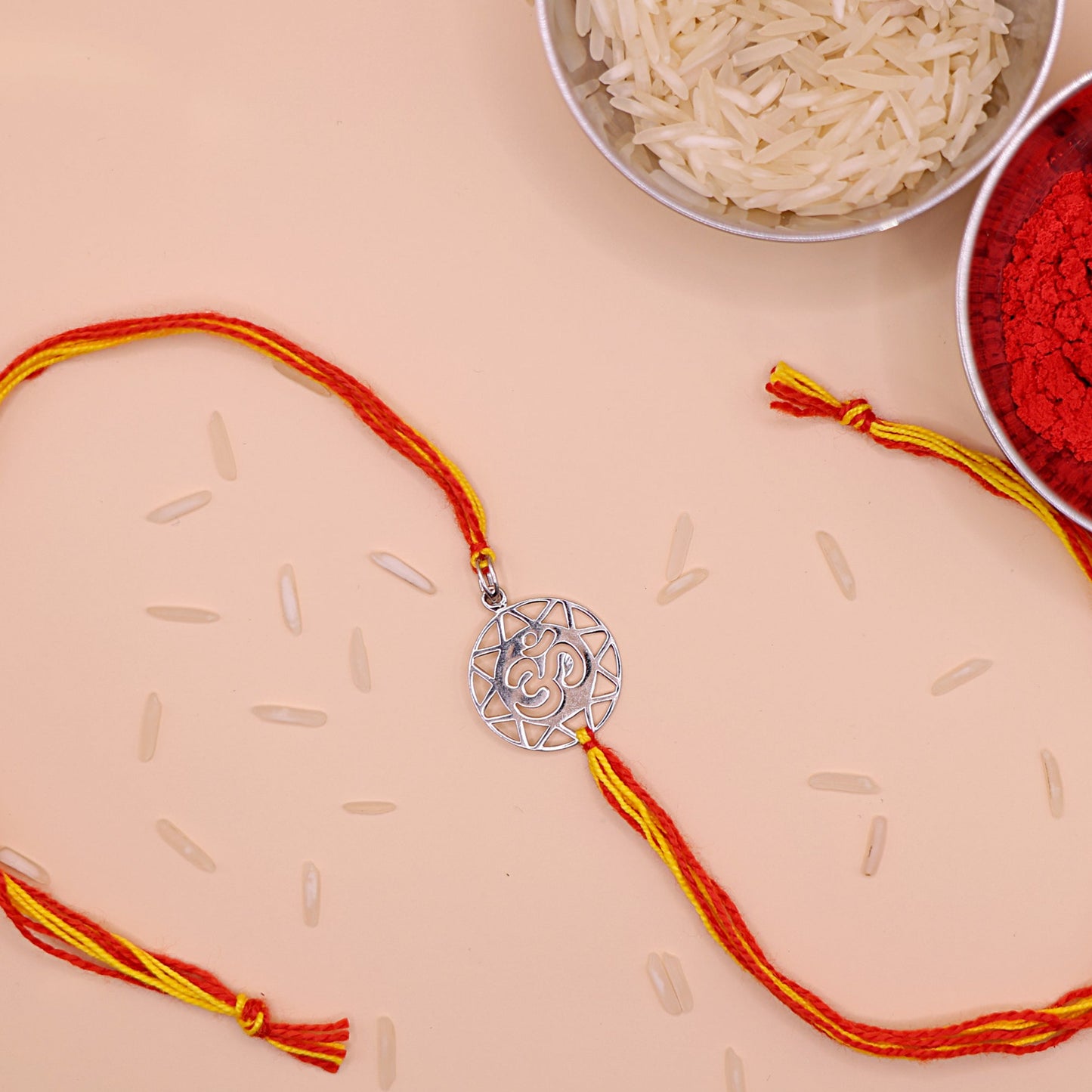 Sacred ॐ Circle Silver Rakhi