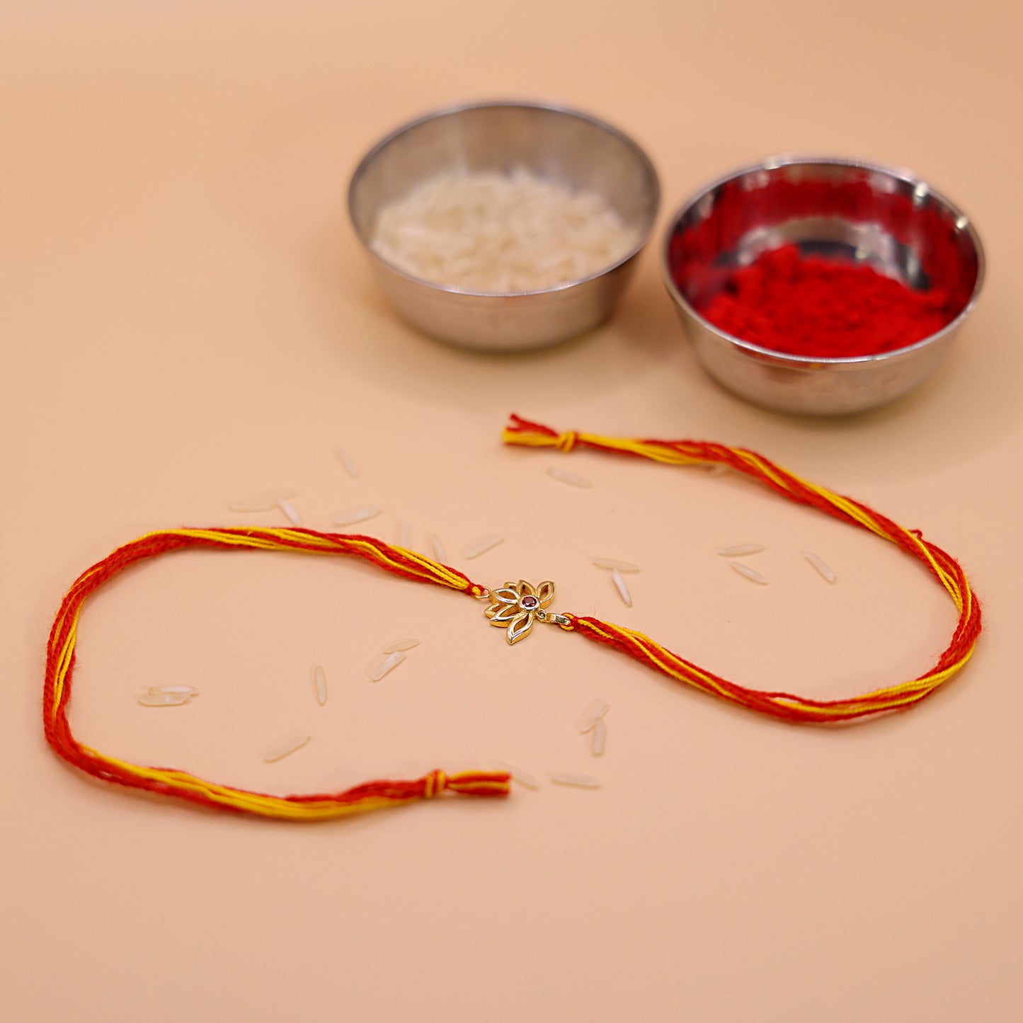Ruby Lotus Silver Rakhi