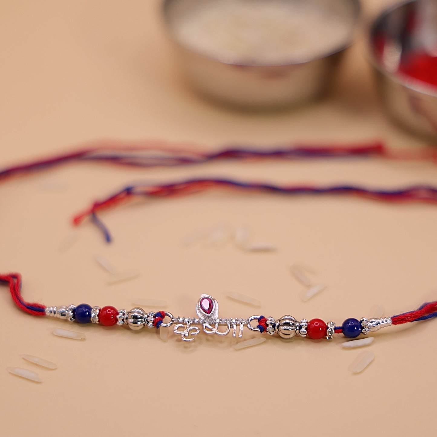 Divine Krishna Silver Rakhi