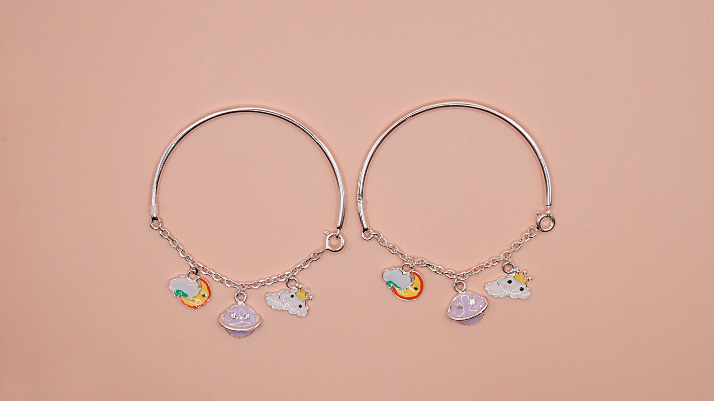 Star moon half kada half chain
