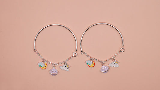 Star moon half kada half chain