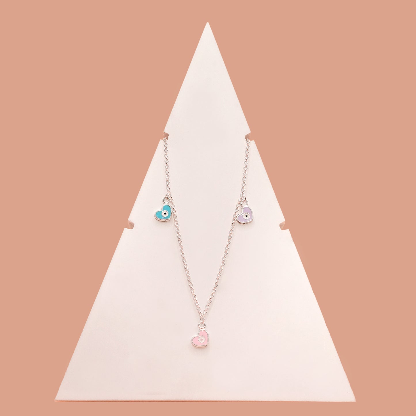 Three Heart Evil Eye Necklace