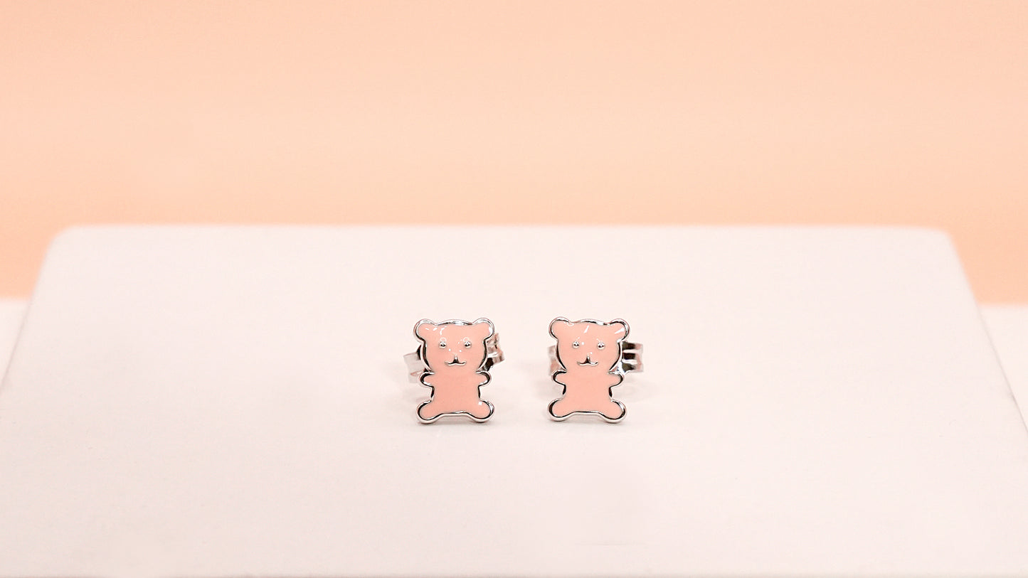 Pink Cuddle Bears Studs