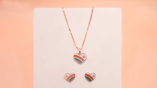 Rainbow Heart Pendant Set
