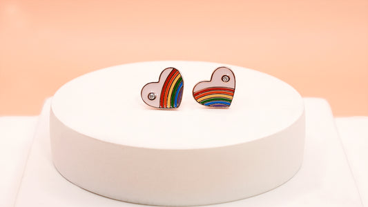 Rainbow Heart Studs