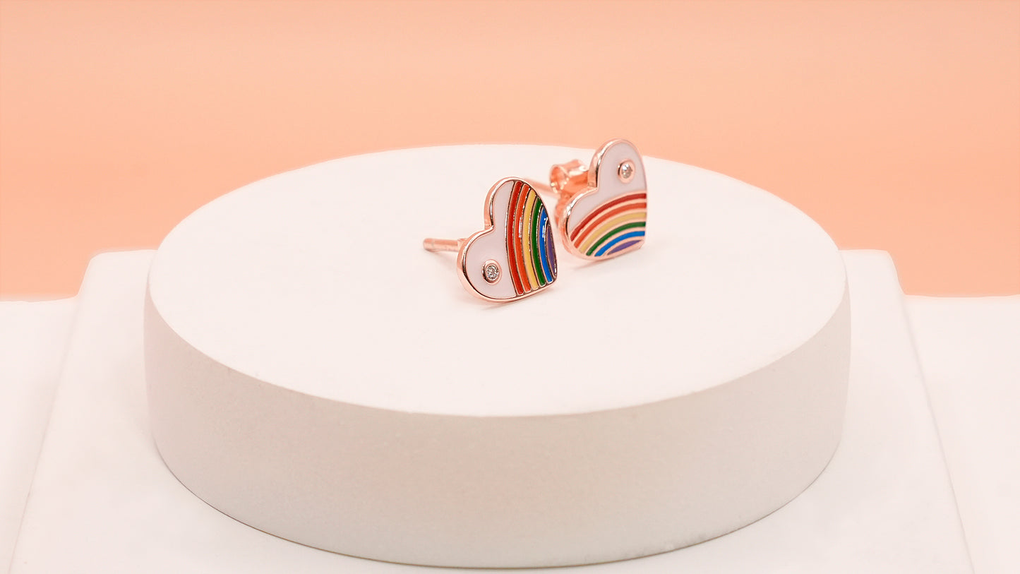 Rainbow Heart Studs