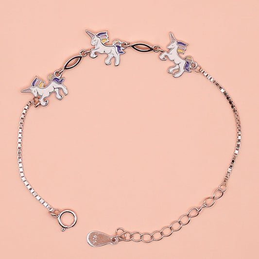 Unicorn Silver Chain Bracelet