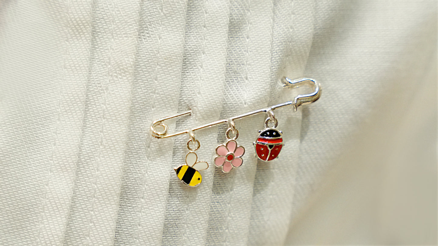 Bee Flower Ladybird Lapel Pin