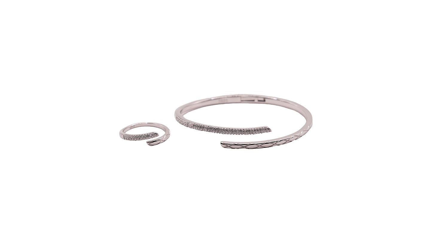 Half Stone Half Textured Hand Cuff