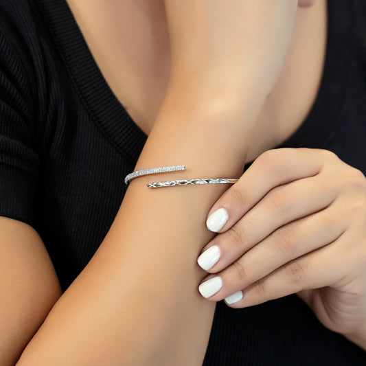 Half Stone Half Textured Hand Cuff