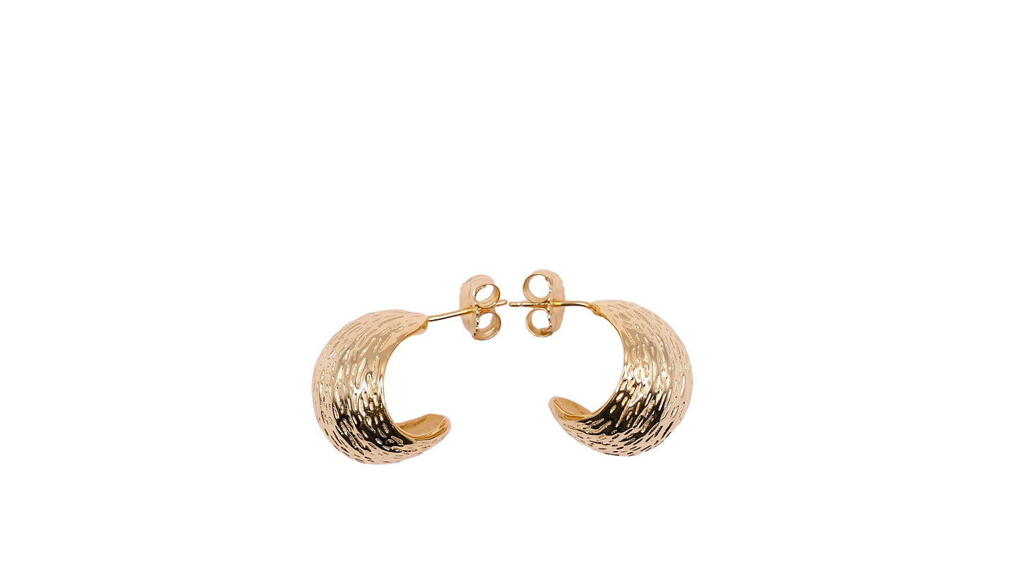 Golden Textured Half Hoops