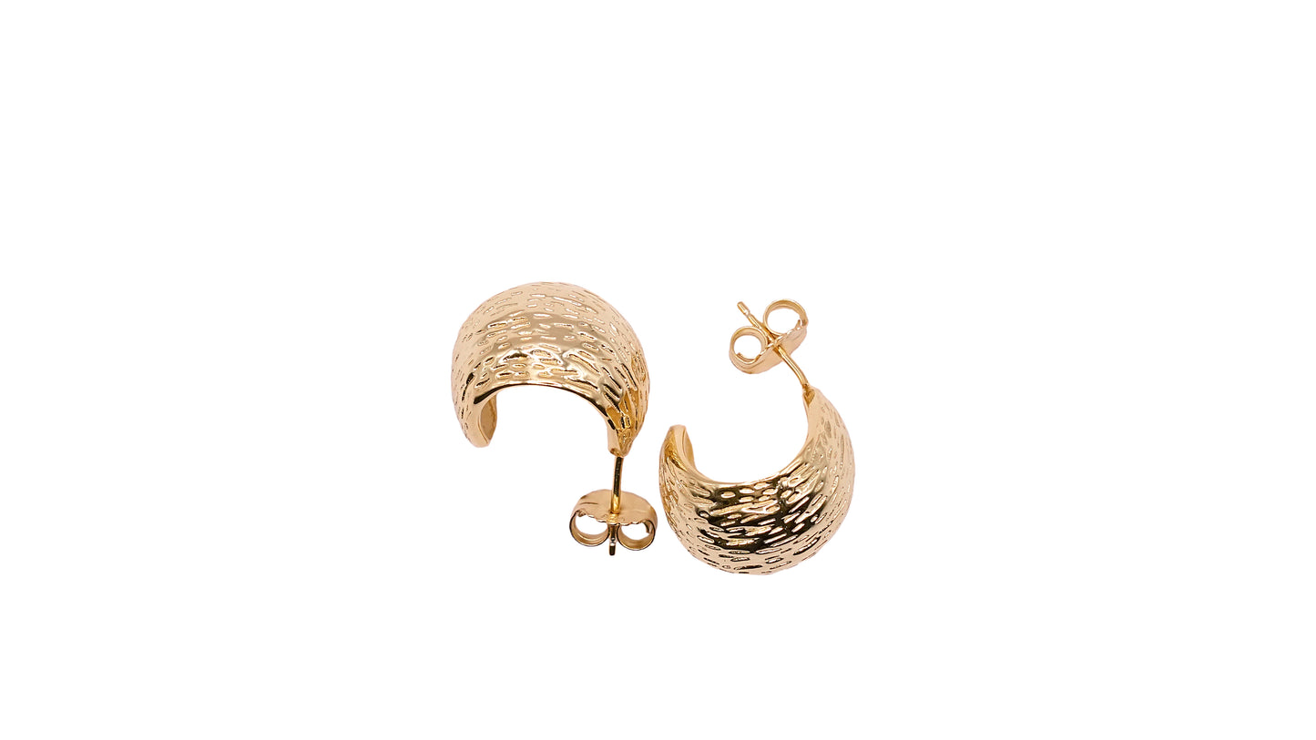Golden Textured Half Hoops