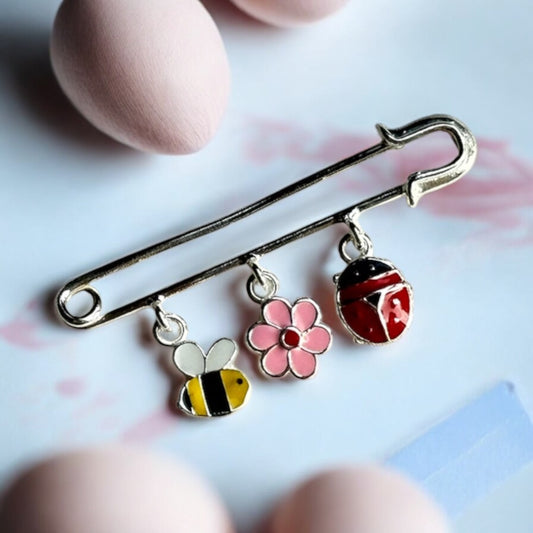 Bee Flower Ladybird Lapel Pin